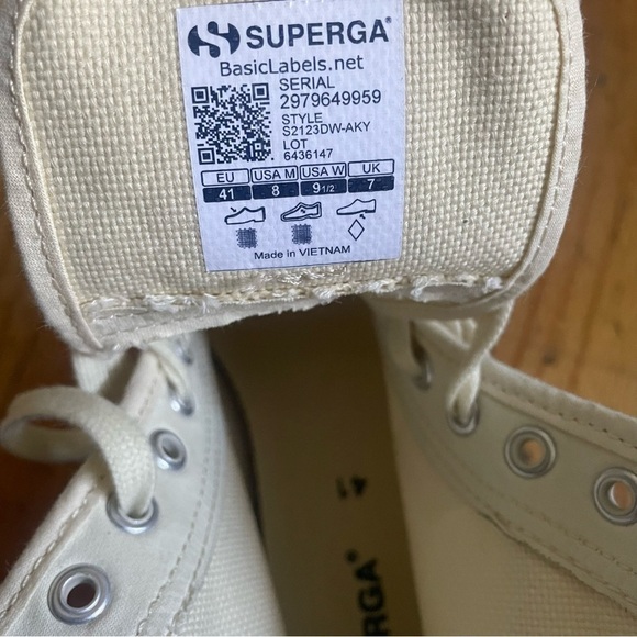 Superga Beige High Top Canvas Platform Sneakers Size 9.5 - Picture 3 of 5